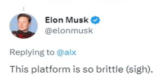 Elon Musk calls Twitter 'BRITTLE' when it was hit with an outage