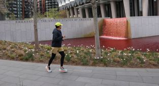 Activists turn US embassy pond blood red in London