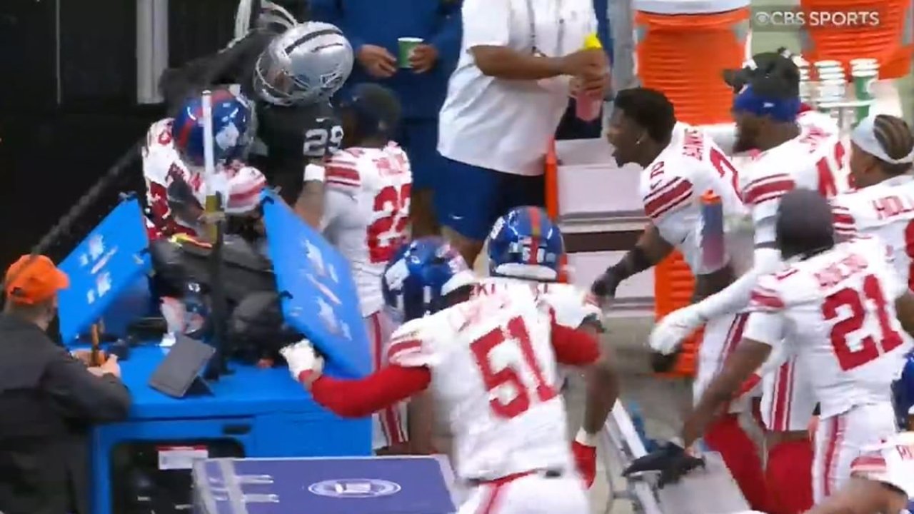 New York Giants star tries to stamp on Las Vegas Raiders man's head