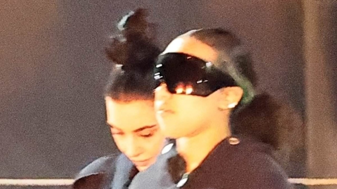 Kim Kardashian supports daughter North at nighttime recording session